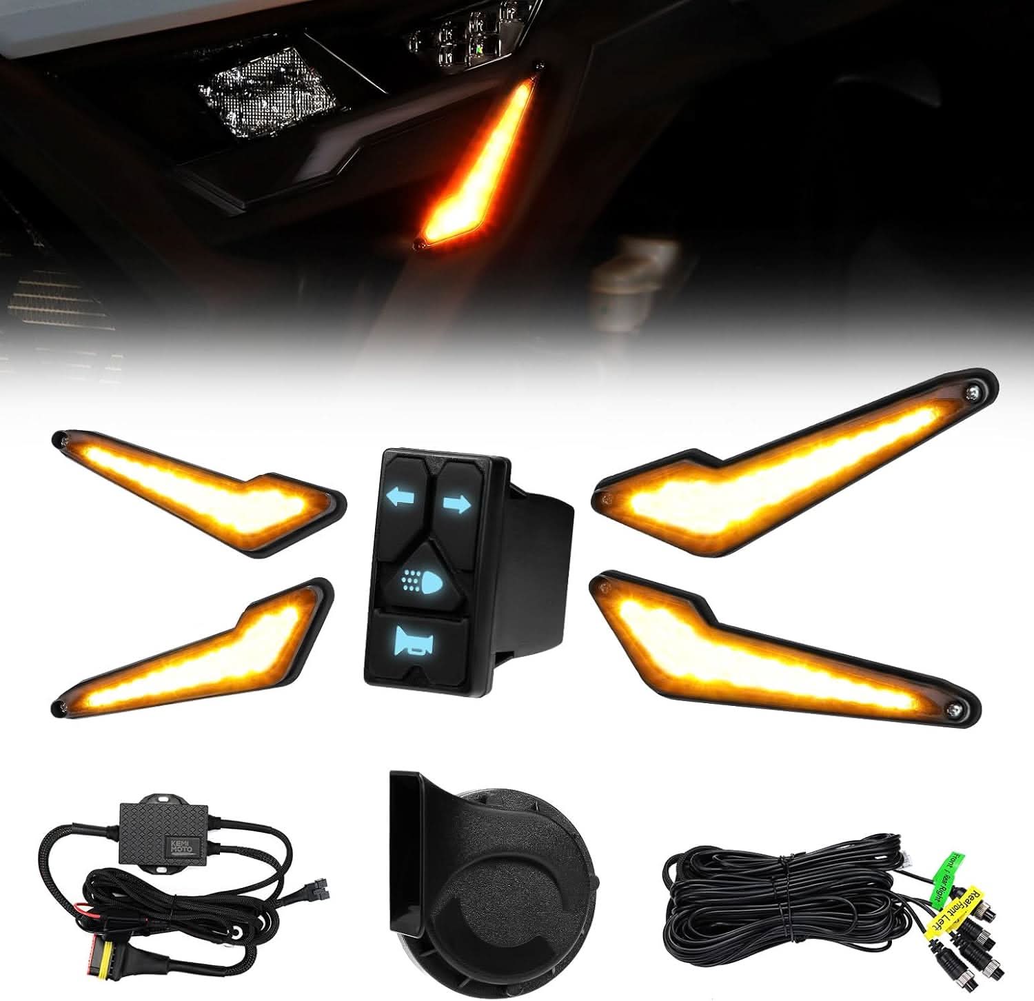 Kemimoto Universal Street-Legal UTV Turn Signal Kit with Horn
