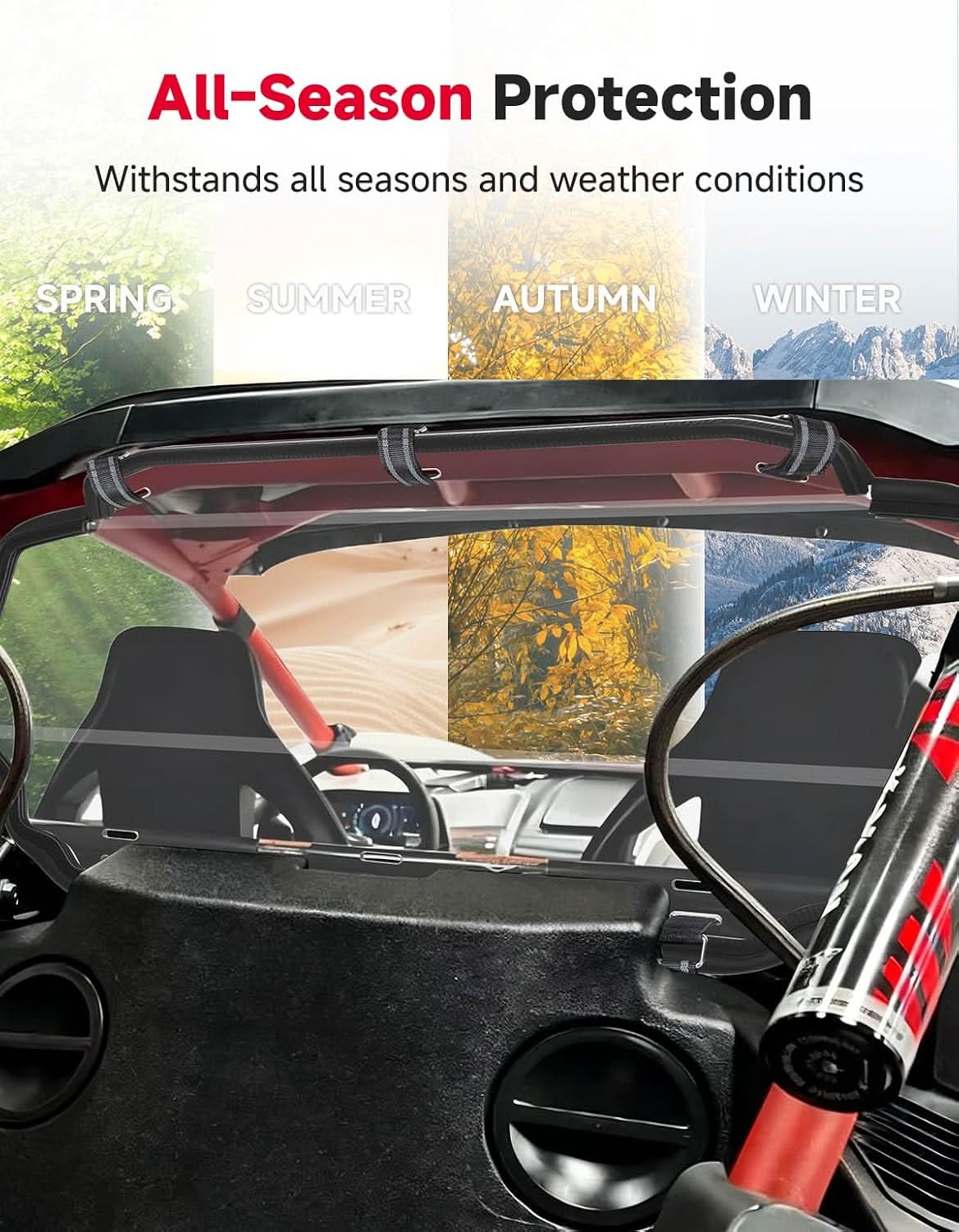 Kemimoto UTV Rear Windshield Ultra-Clear Shatter-Resistant for Segway Villain 2024+