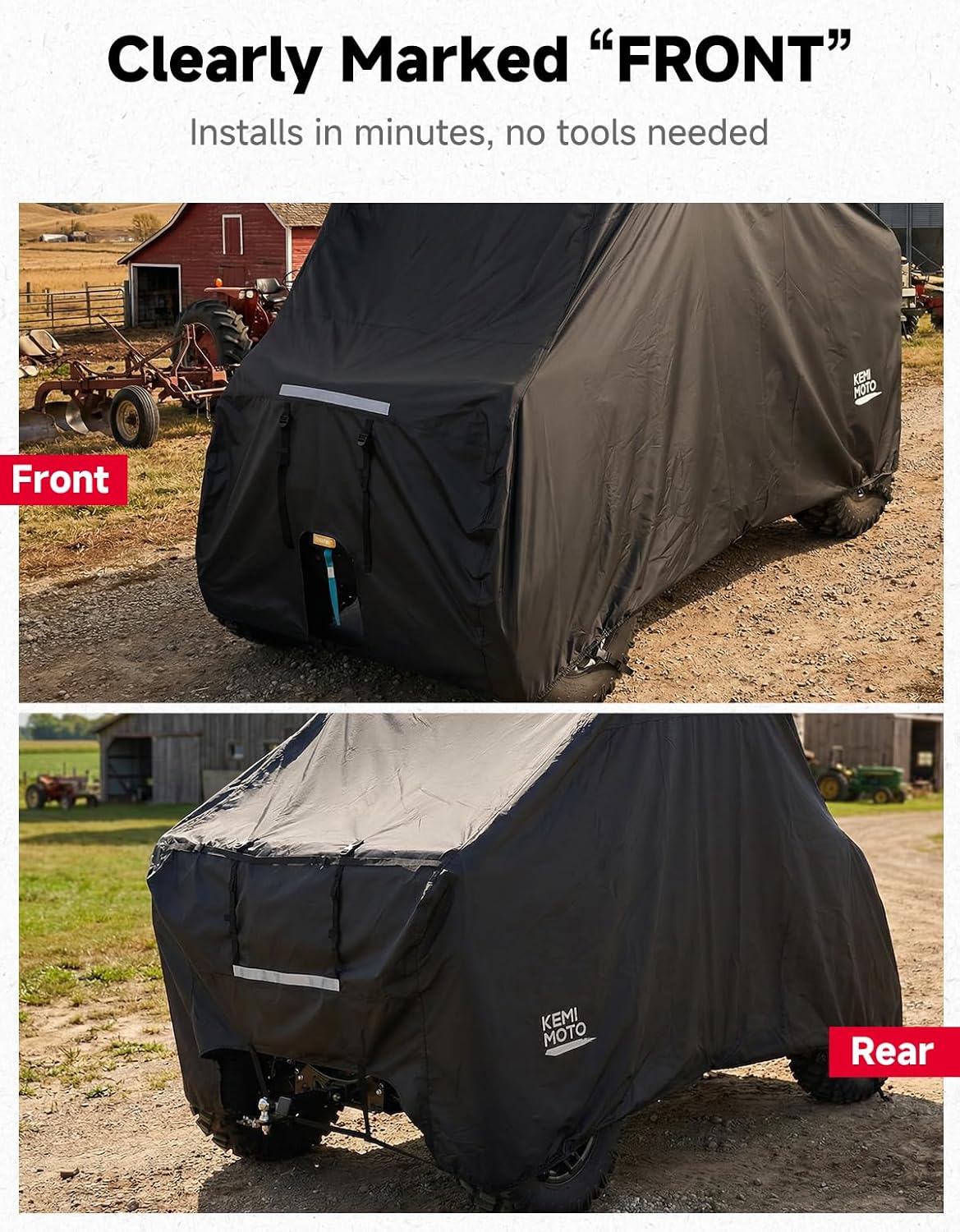 Kemimoto Heavy-Duty Waterproof UTV Cover 2 Seater
