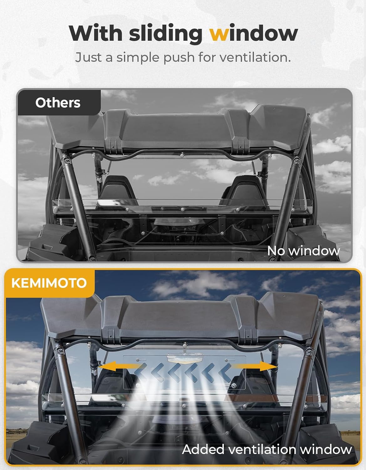 Kemimoto Clear Rear Windshield for Polaris RZR XP 1000 2024-2025