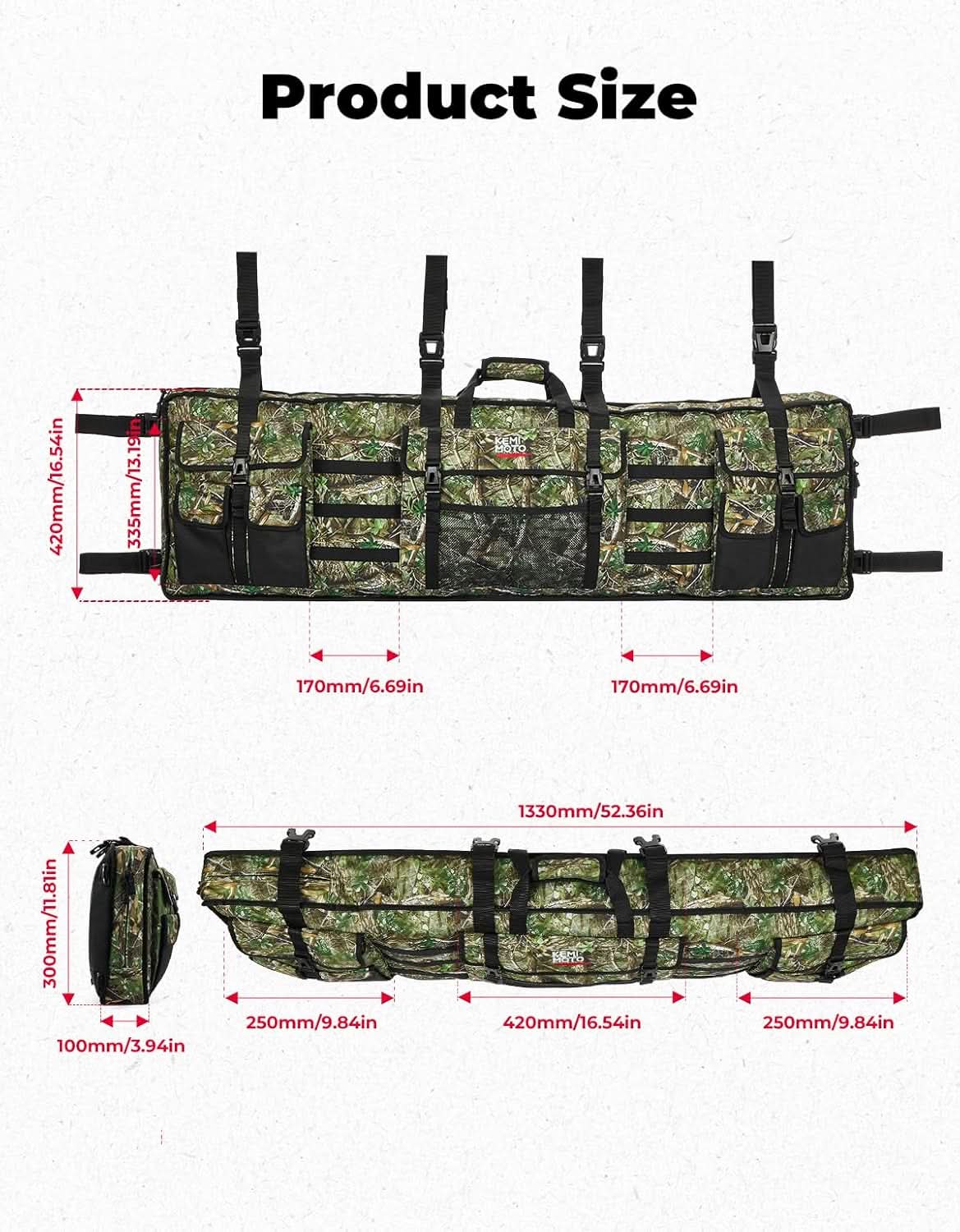 Kemimoto UTV Hunting Tool Bag Rack Rear Cage Case