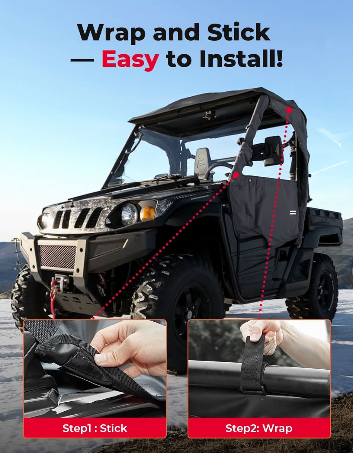 UTV Cab Enclosure Waterproof 1680D Soft Side Doors for Hisun, Axis, Coleman, Massimo MSU 500