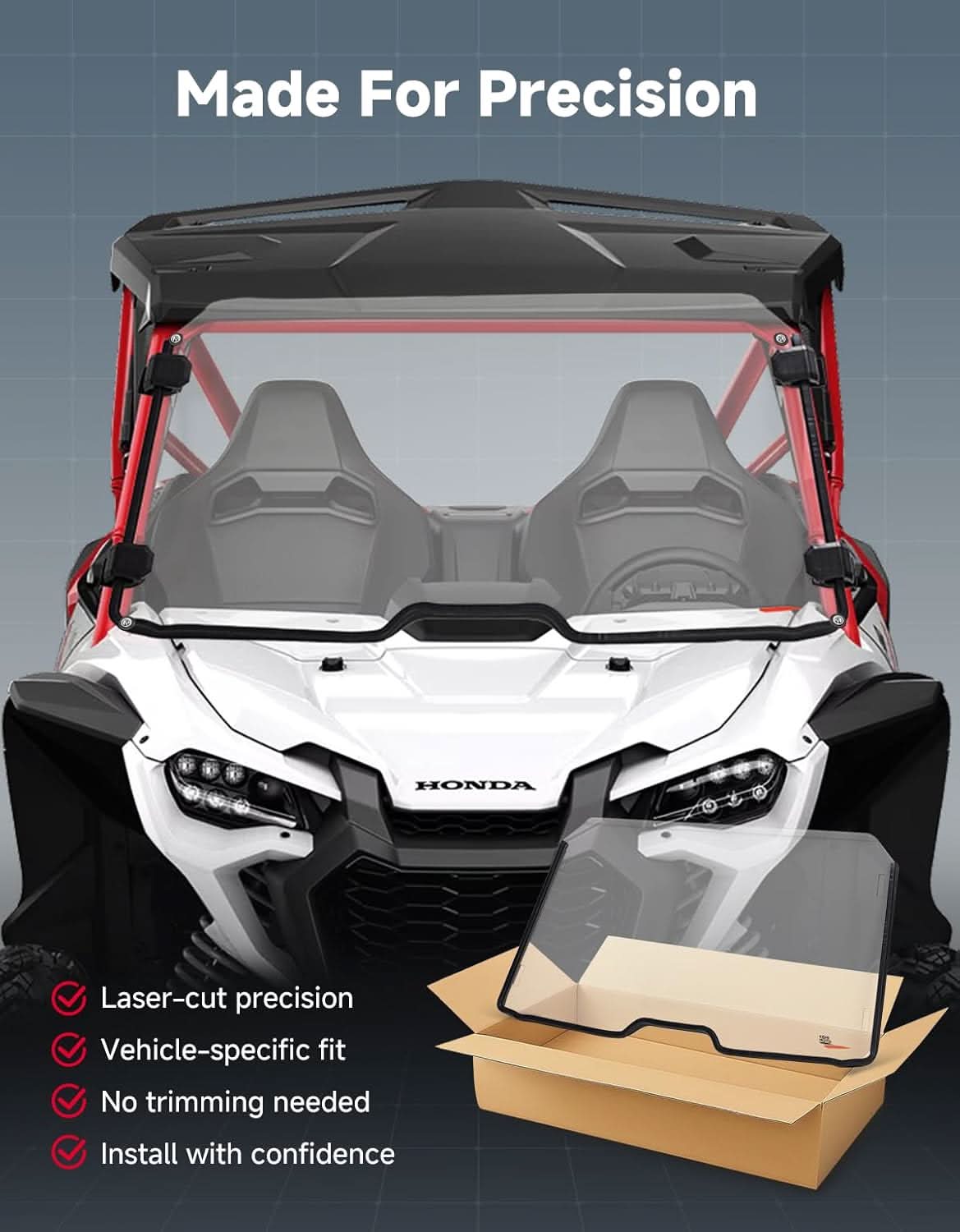 Kemimoto Front Windshield for Honda Talon 1000 2019+ High‑Toughness PC