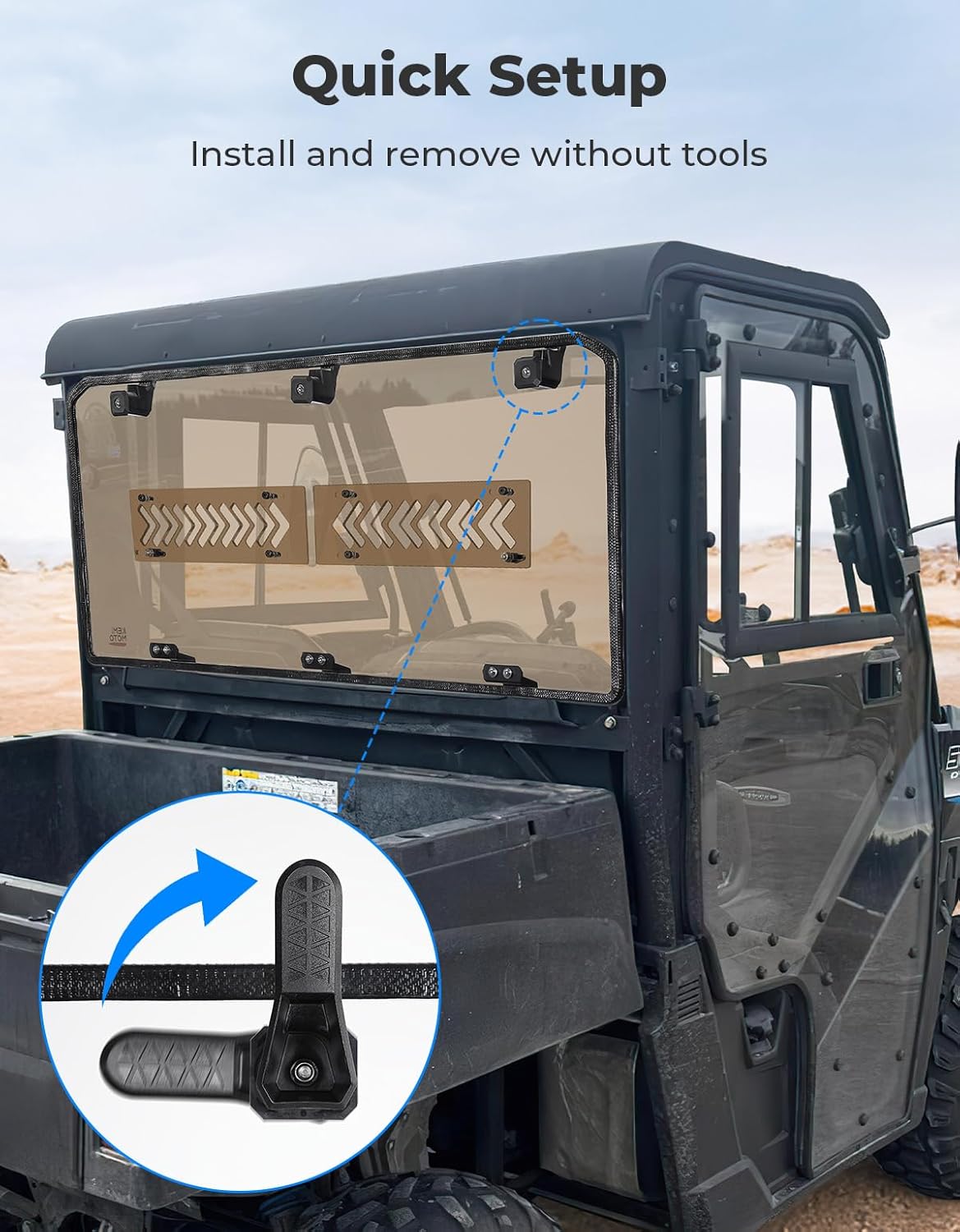 Kemimoto Tinted Rear Window for Polaris Ranger Midsize 500/570