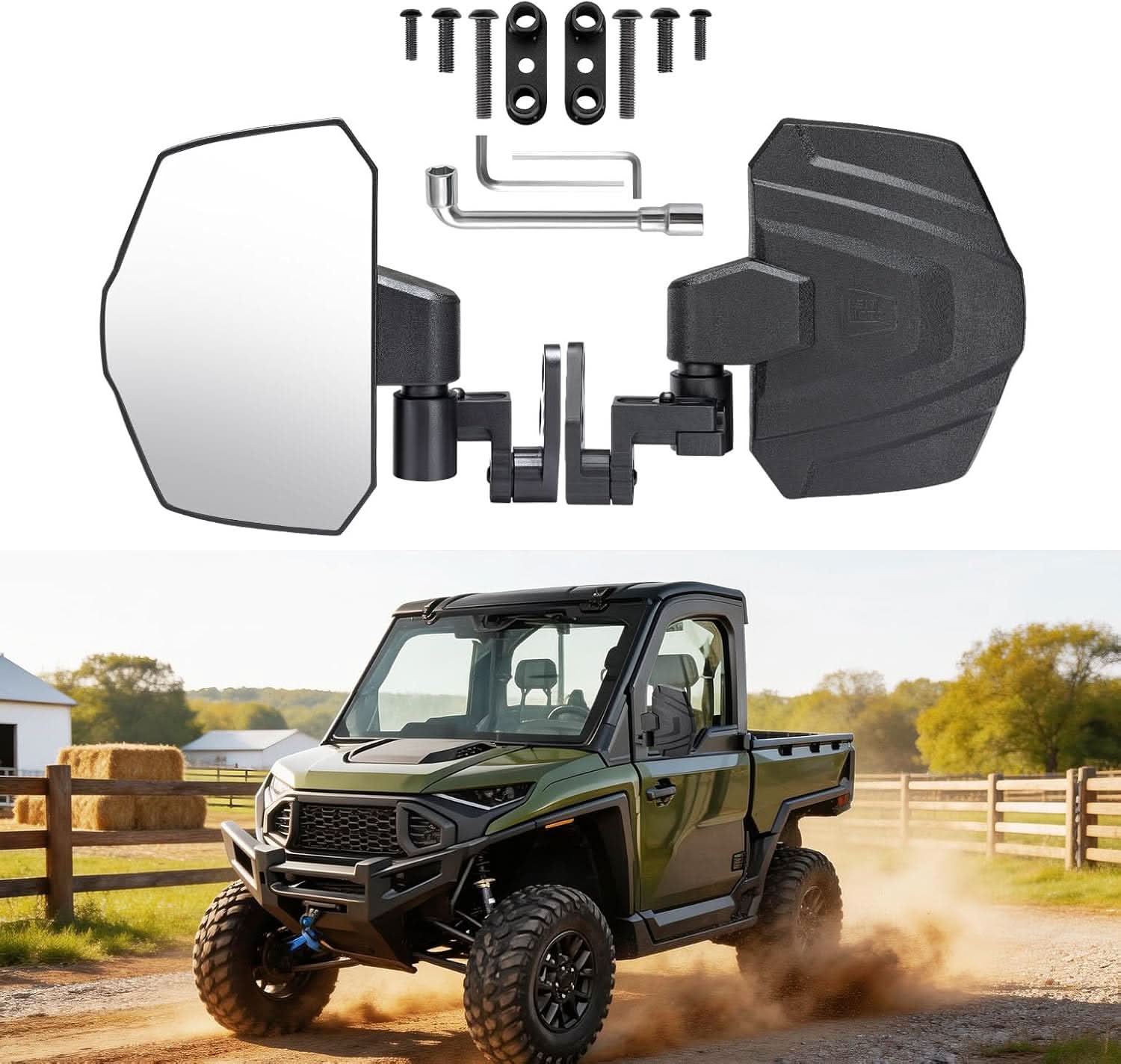 Kemimoto Polaris Ranger XD 1500 Side Mirrors Telescopic Bracket