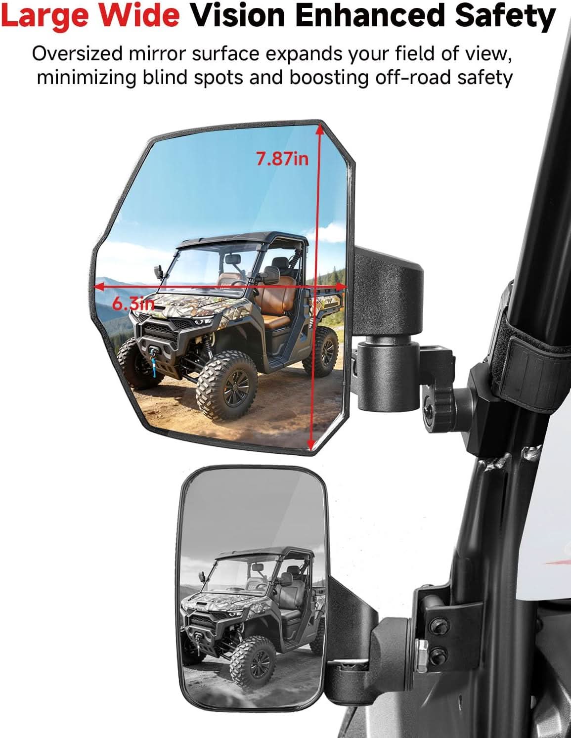 Kemimoto Heavy-Duty UTV Side View Mirrors