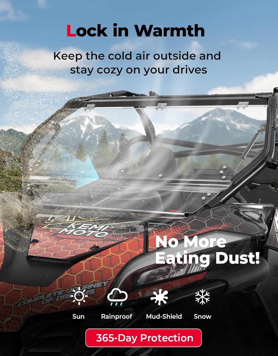 Kemimoto 2-in-1 Flip Windshield for CFMOTO ZForce 950
