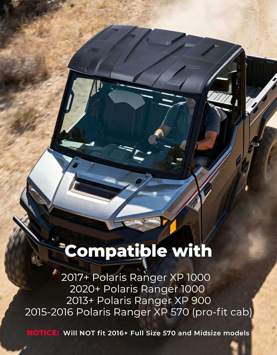 Kemimoto Plastic Hard Roof 3-Seat for Polaris Ranger XP 1000