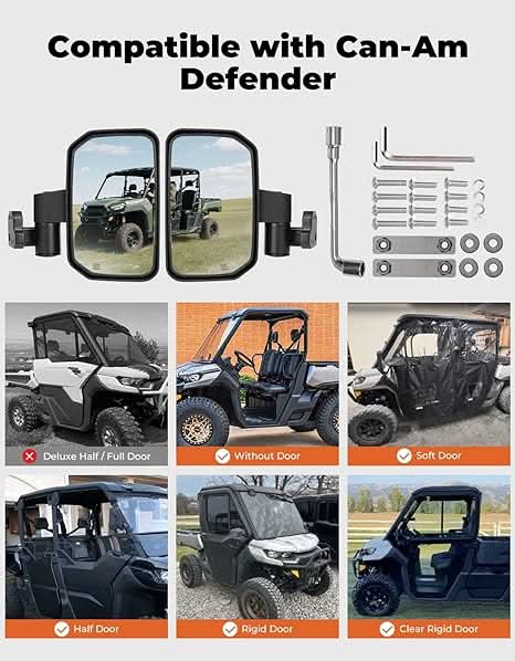 Kemimoto Auto-Folding Side View Mirrors for Can‑Am Defender 2016‑2026