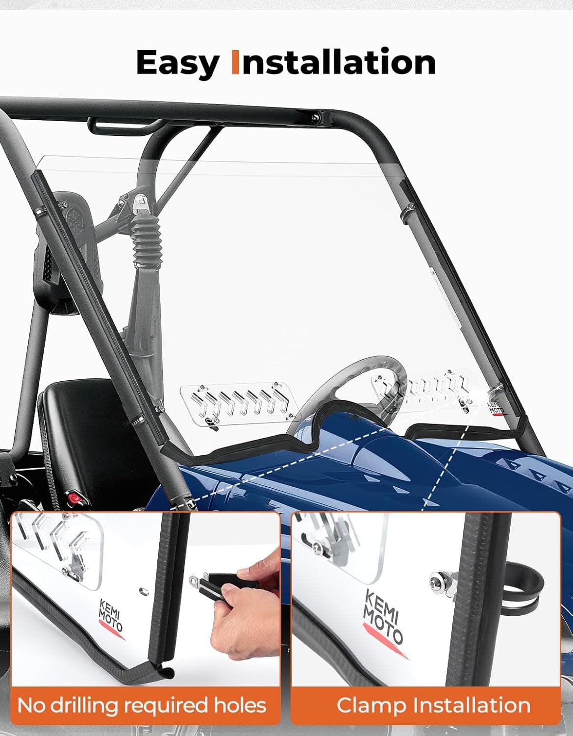 Kemimoto Heavy Duty Front Windshield for Rhino 450/660/700