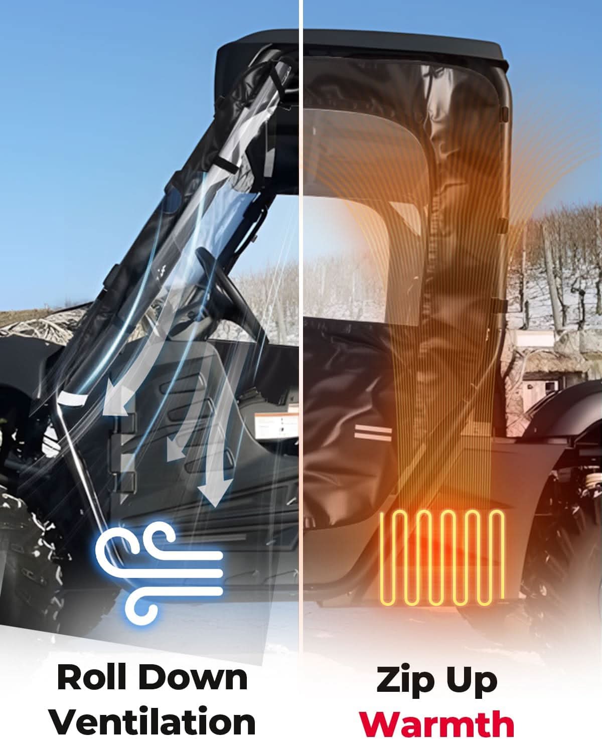 UTV Cab Enclosure Waterproof 1680D Soft Side Doors for Hisun, Axis, Coleman, Massimo MSU 500