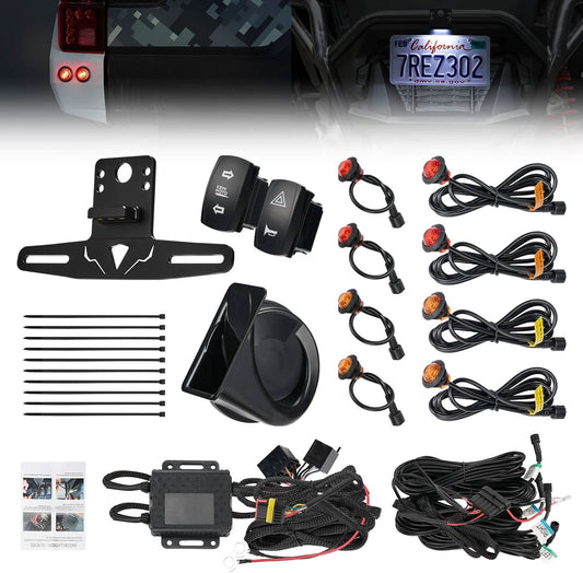 Kemimoto 4 Amber & 4 Red UTV Turn Signal Kit