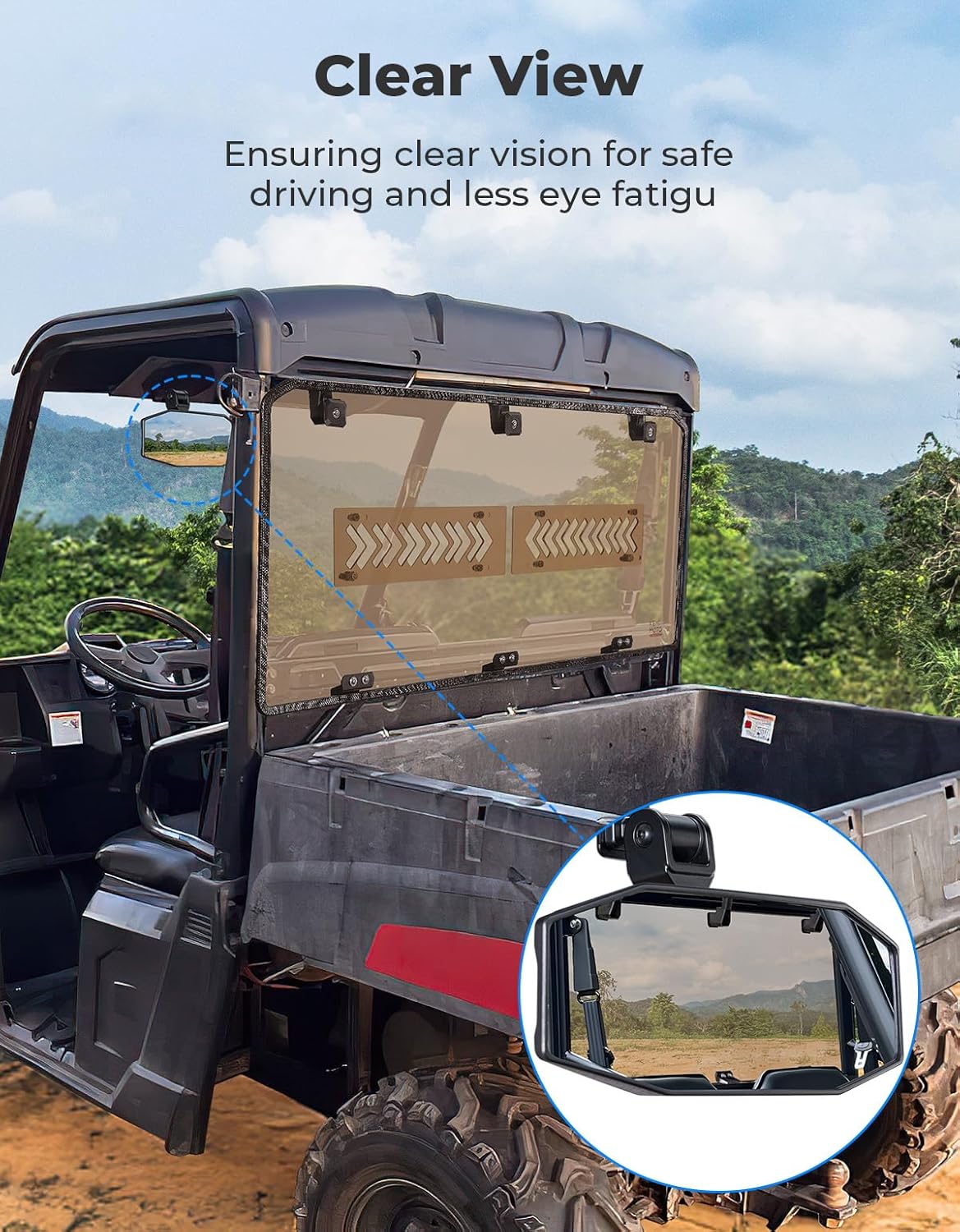 Kemimoto Tinted Rear Window for Polaris Ranger Midsize 500/570