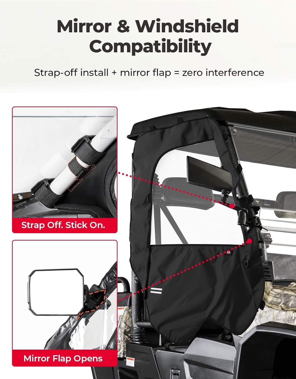 UTV Cab Enclosure Waterproof 1680D Soft Side Doors for Hisun, Axis, Coleman, Massimo MSU 500
