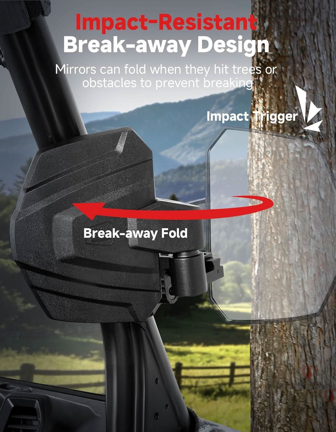 Kemimoto Heavy-Duty UTV Side View Mirrors