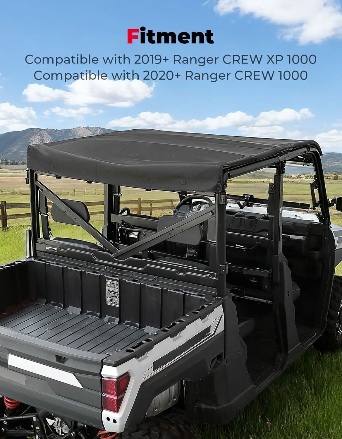 Kemimoto Foldable Soft Top for Polaris Ranger XP 1000 2019-2026