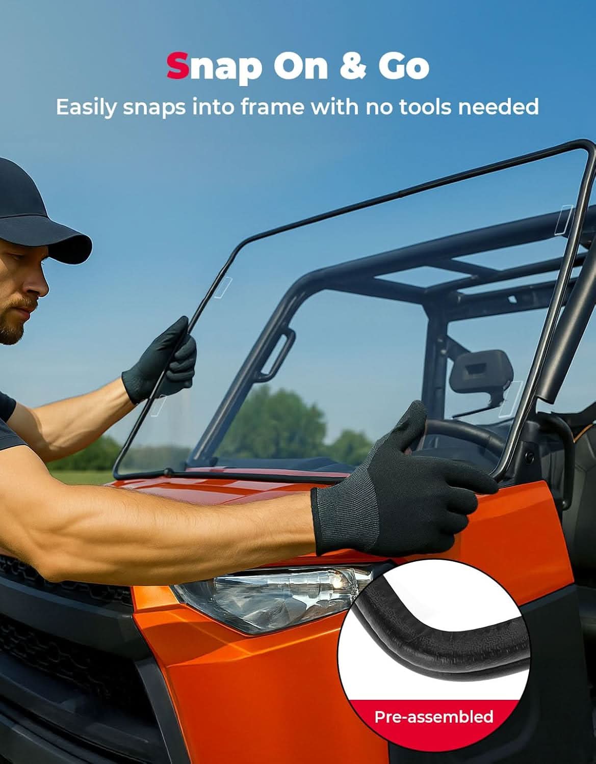 Kemimoto Front Windshield Hard Coated PC for Ranger XP 1000/Crew