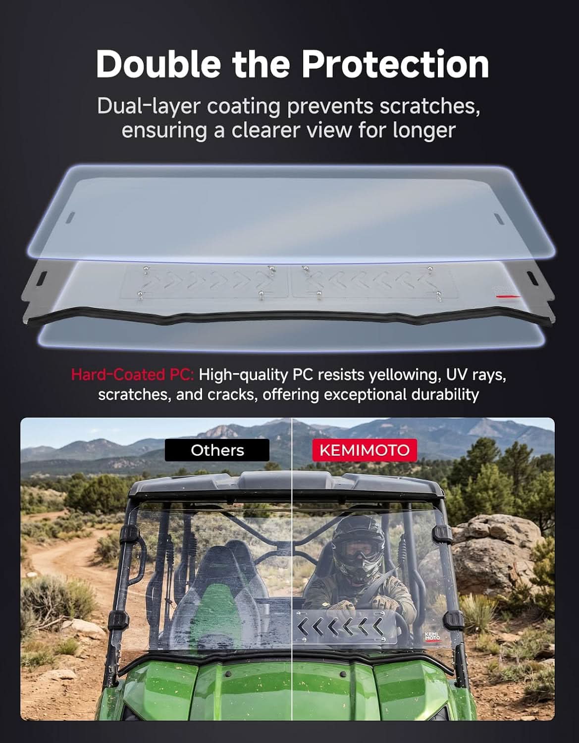 Kemimoto Vented Front Windshield for Kawasaki Teryx