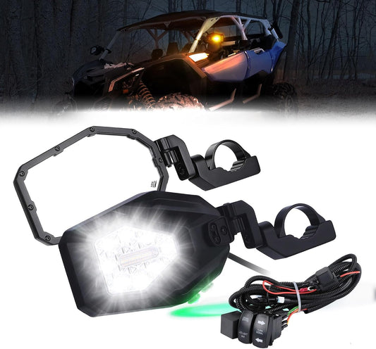 Kemimoto UTV LED Lighted Side Mirrors with Flowing Turn Signal