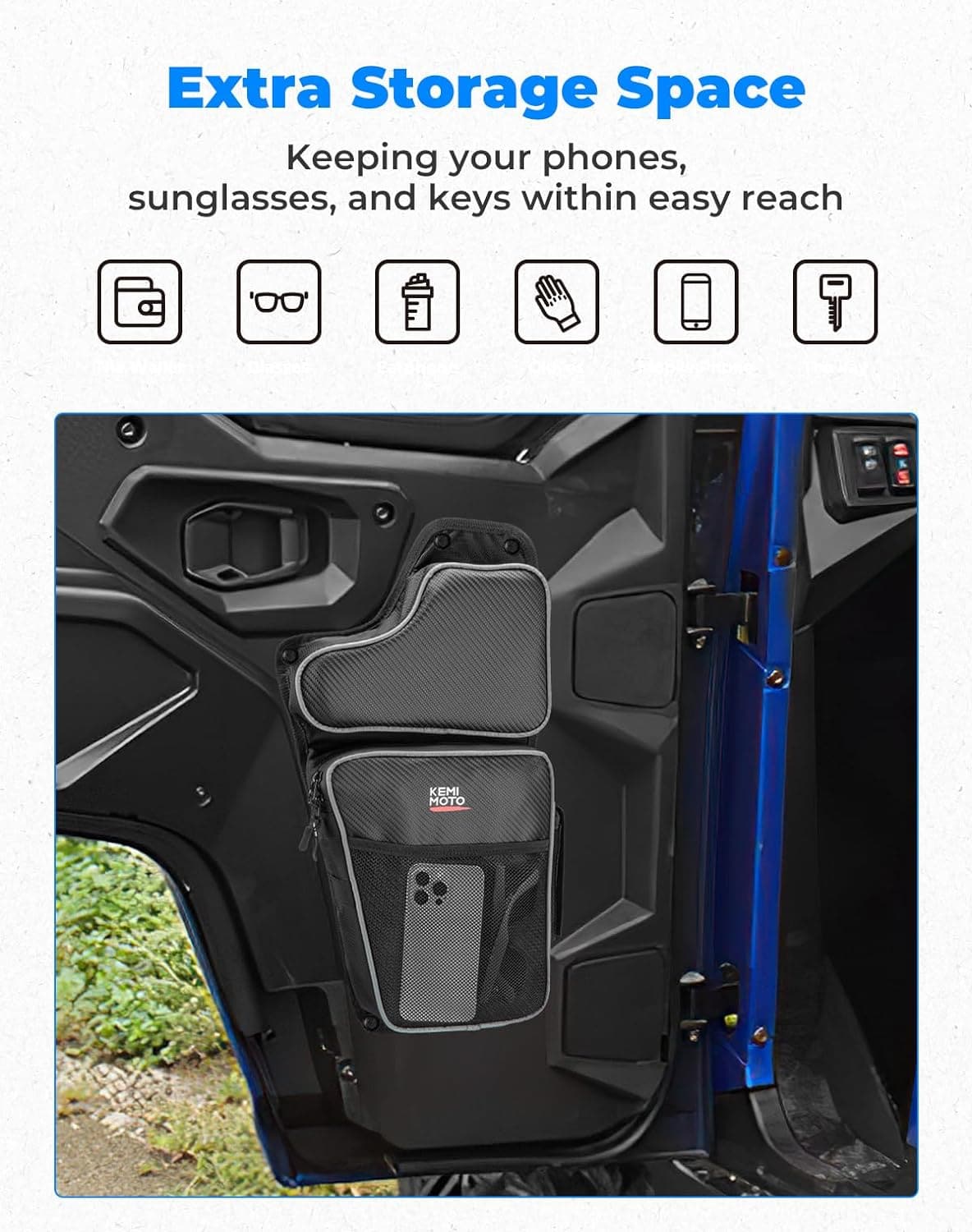 Kemimoto Lower Door Bags with Knee Pad for Polaris 2pcs