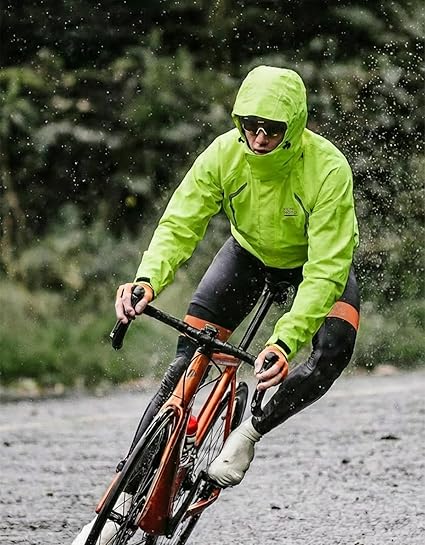 Kemimoto Lightweight Waterproof Jacket for Cycling, Rotatable Hat, Black