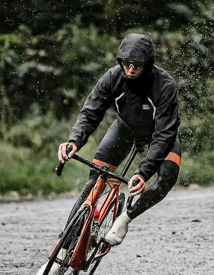 Kemimoto Lightweight Waterproof Jacket for Cycling, Rotatable Hat, Black
