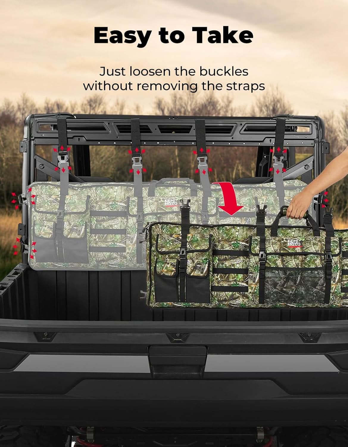 Kemimoto UTV Hunting Tool Bag Rack Rear Cage Case