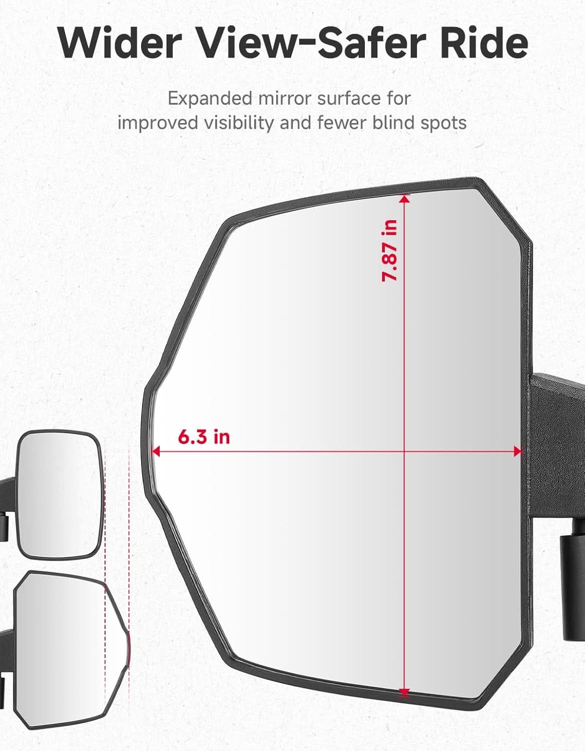 Kemimoto Larger View Side Mirrors for Polaris, CFMOTO, Hisun