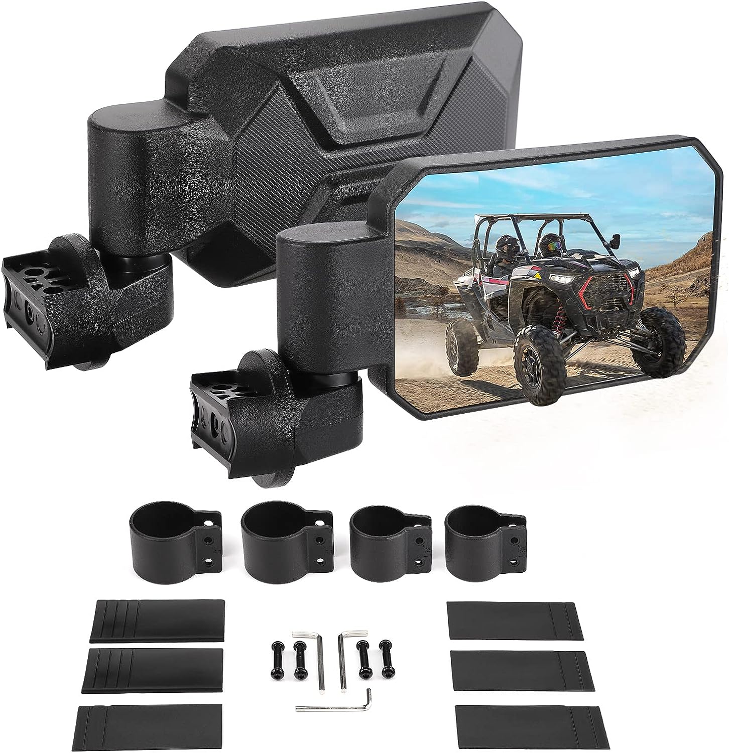 Kemimoto Adjustable Breakaway UTV Side View Mirrors 1.6‑2" Roll Bar