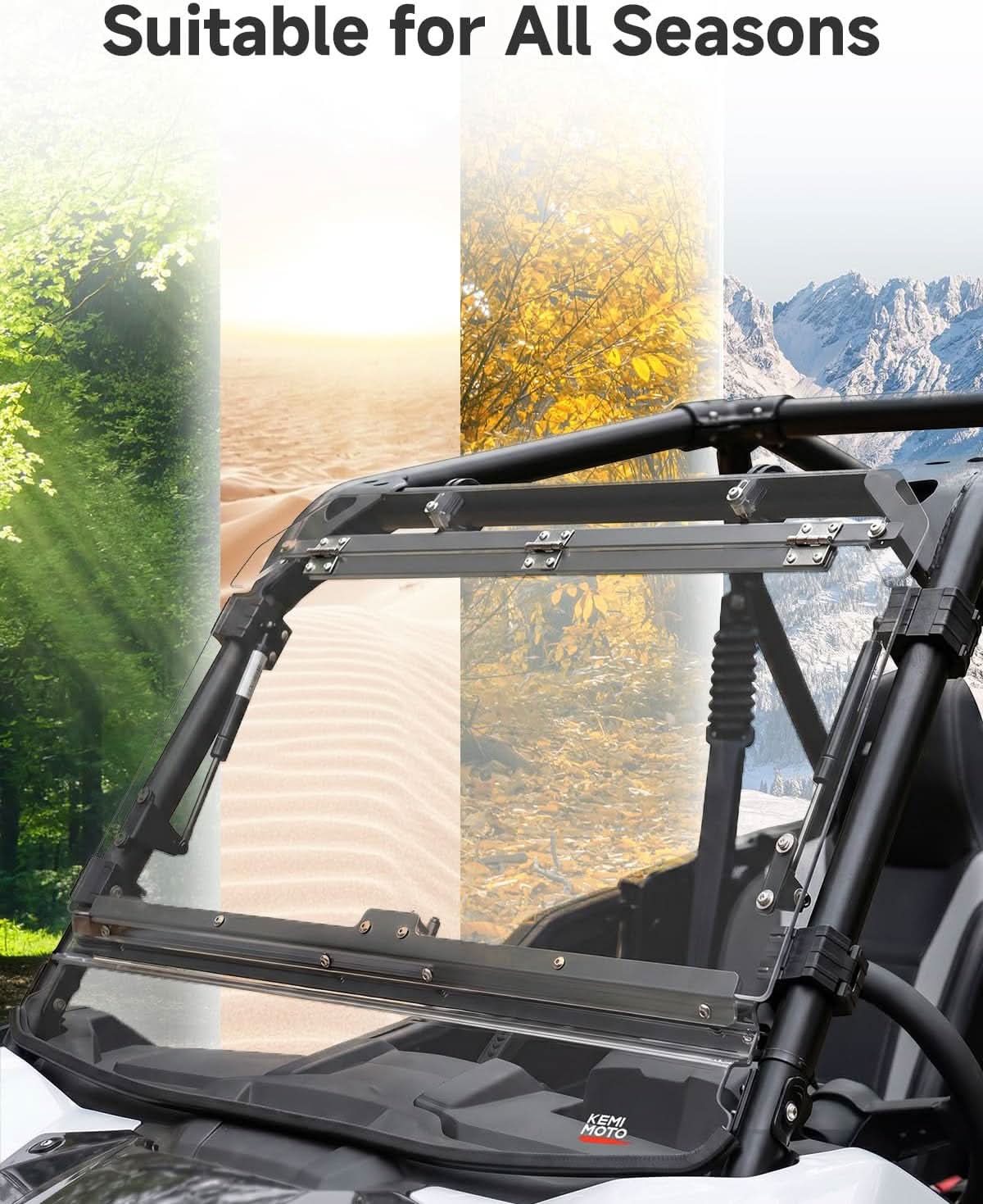 Kemimoto 3-in-1 Adjustable Flip Windshield for Kawasaki Teryx KRX