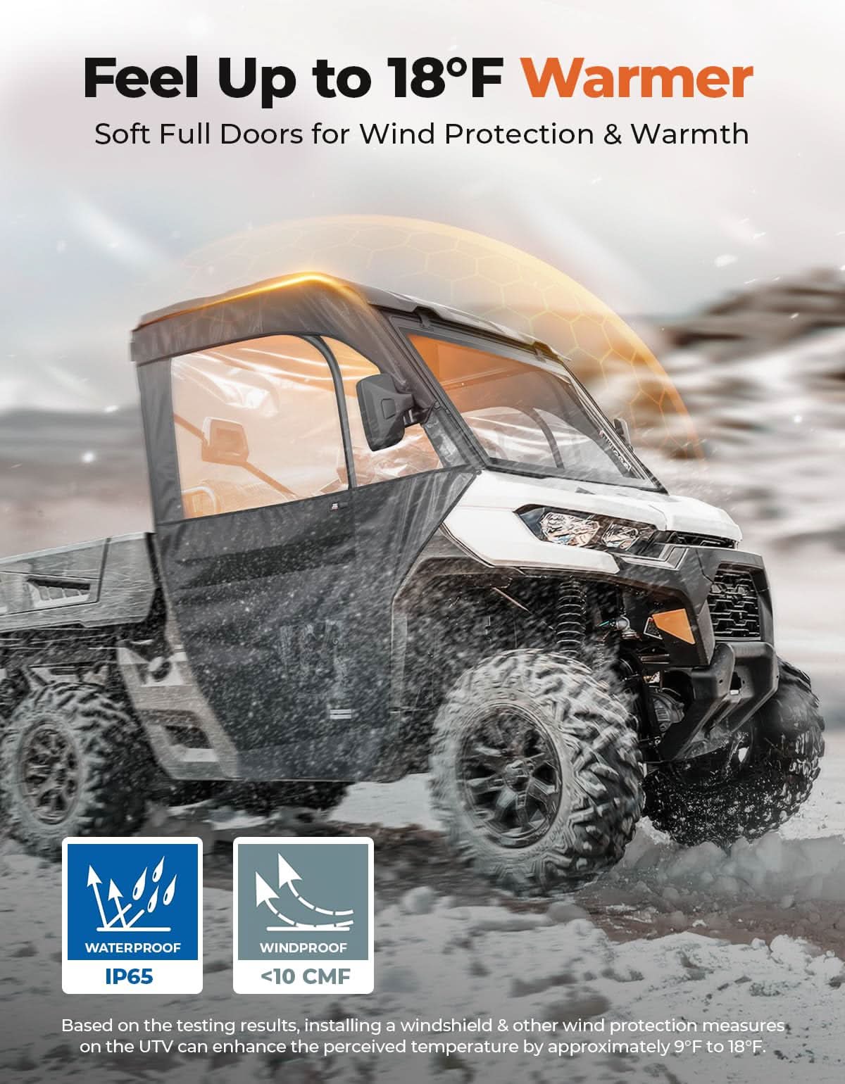 Kemimoto Full Soft Doors for Can‑Am Defender With Mirror Slots