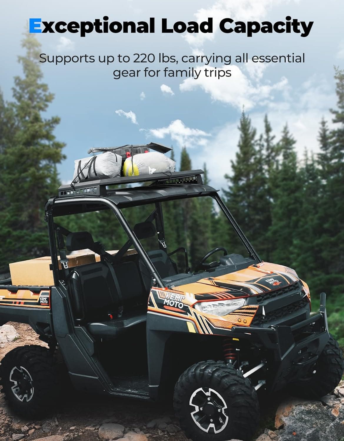 Kemimoto Roof Rack Black High Capacity for Polaris Ranger