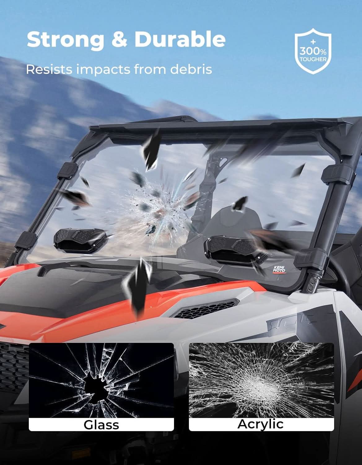 Kemimoto Vented Front Windshield for Polaris General 1000
