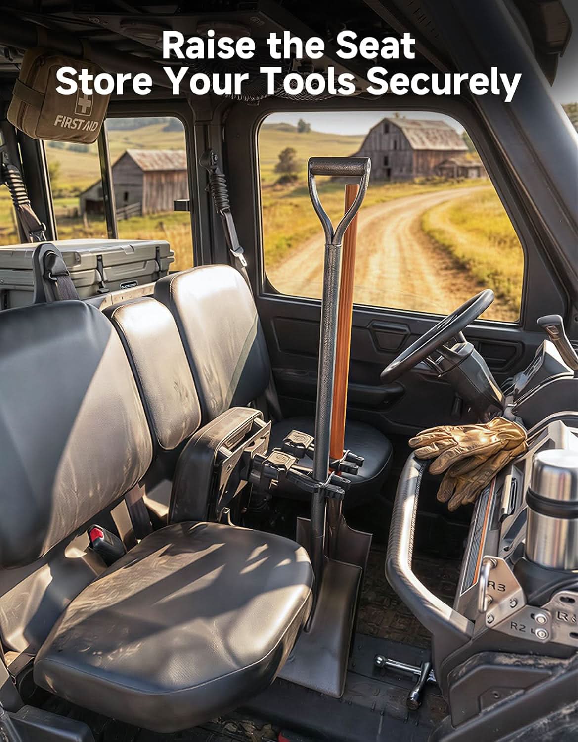 Kemimoto UTV Seat Gun Rack Vertical Saving for Defender Ranger
