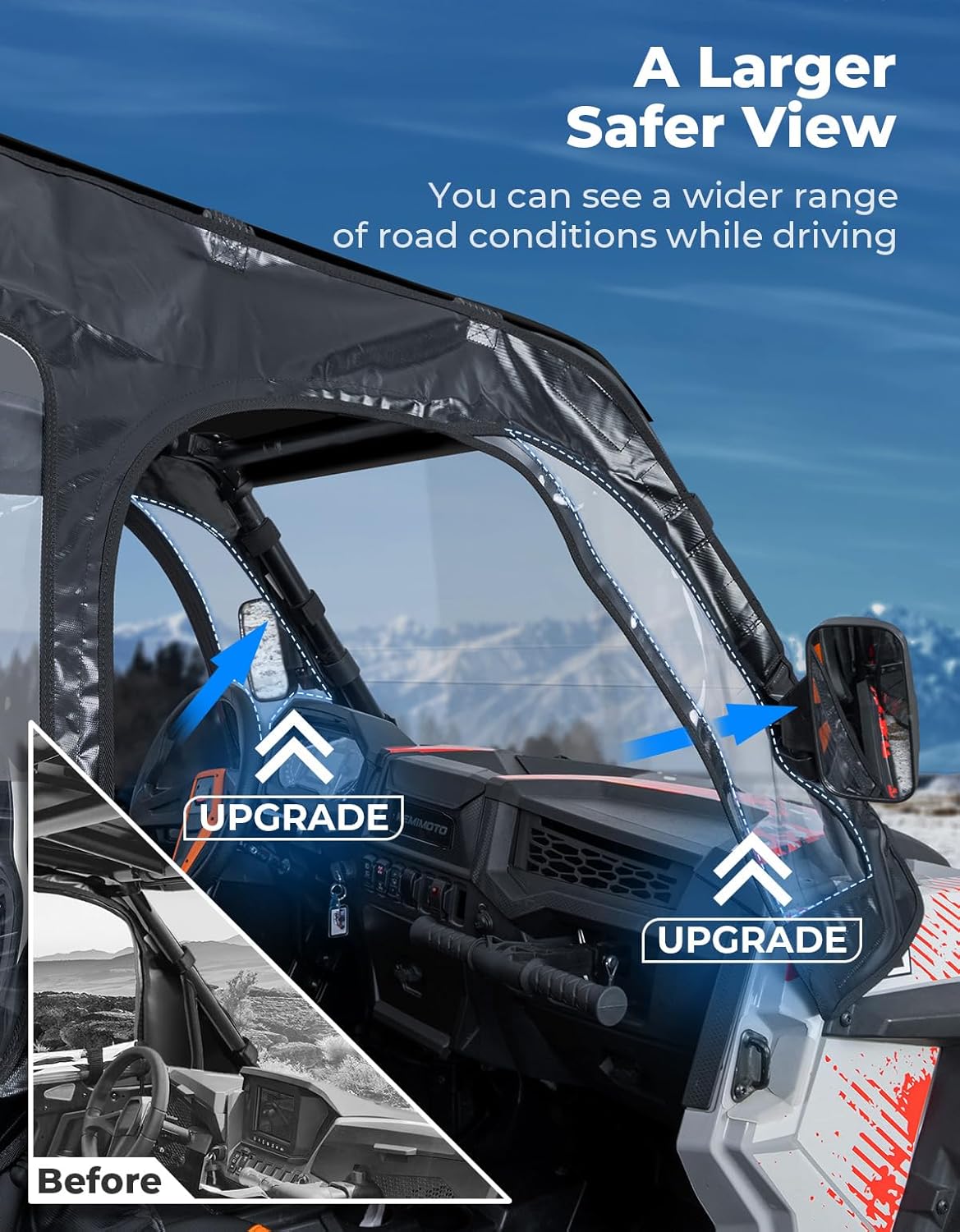 Soft Cab Enclosure Upper Windows for 2014-2023 Polaris RZR XP 1000/Turbo