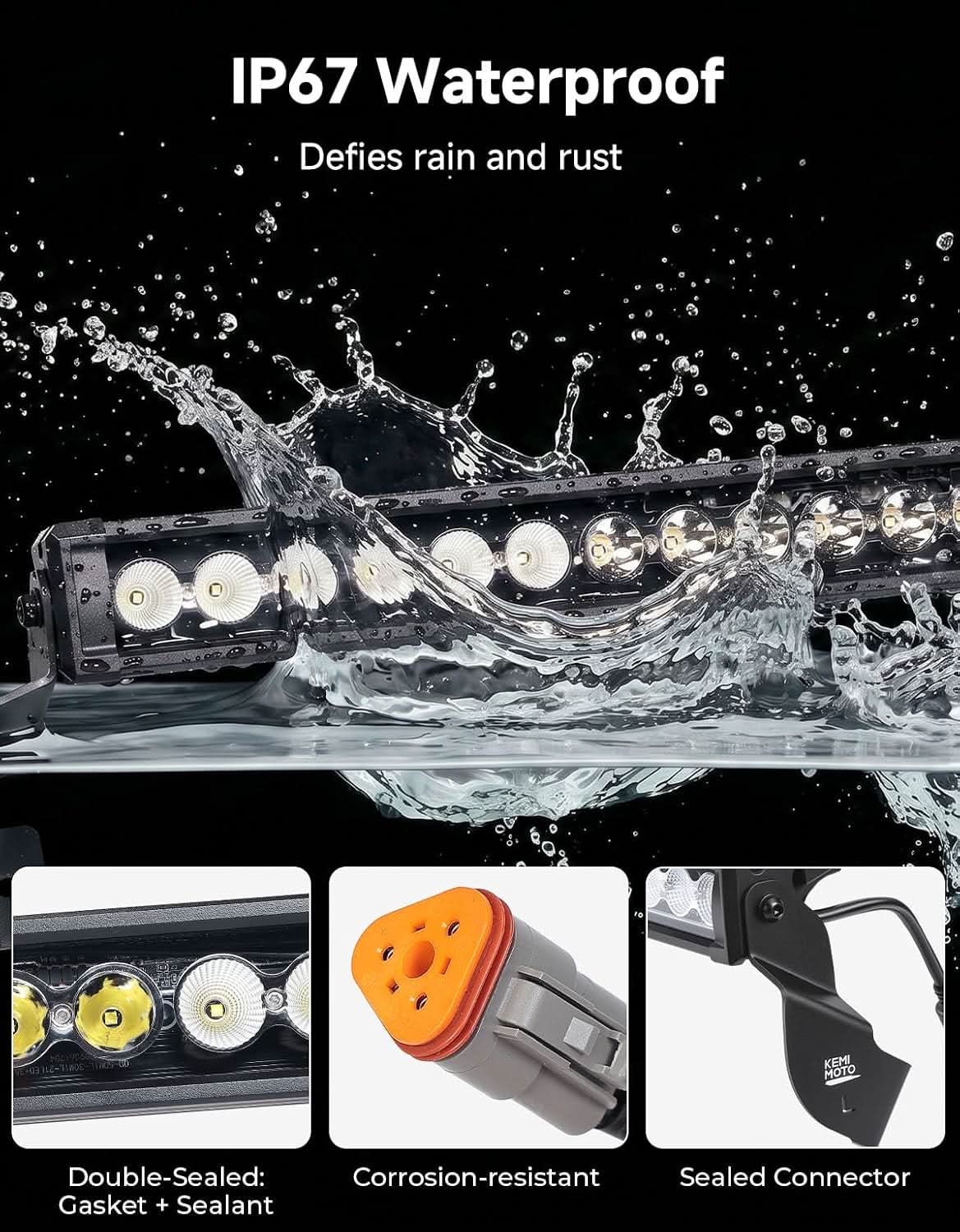 Kemimoto 50" Multi-Color Curved LED Light Bar for Polaris Ranger