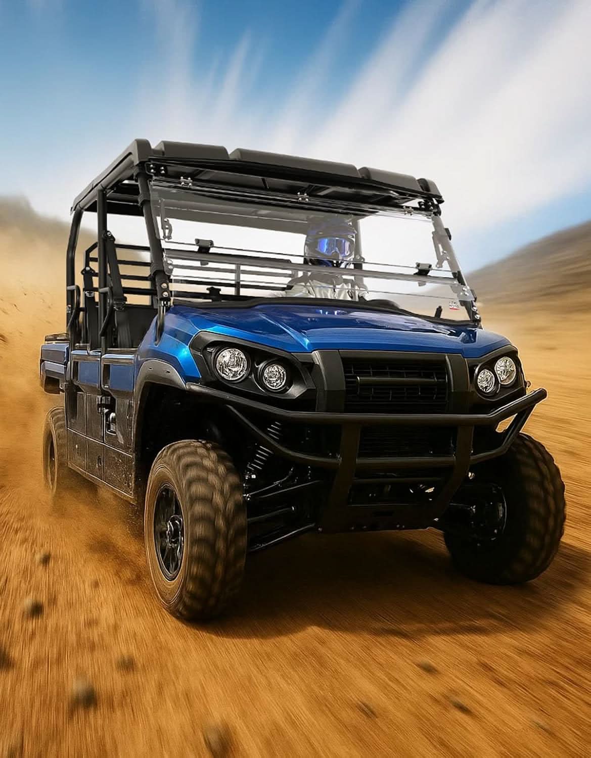 Kemimoto 3-in-1 Flip Windshield Polycarbonate for Kawasaki Mule Pro FXT