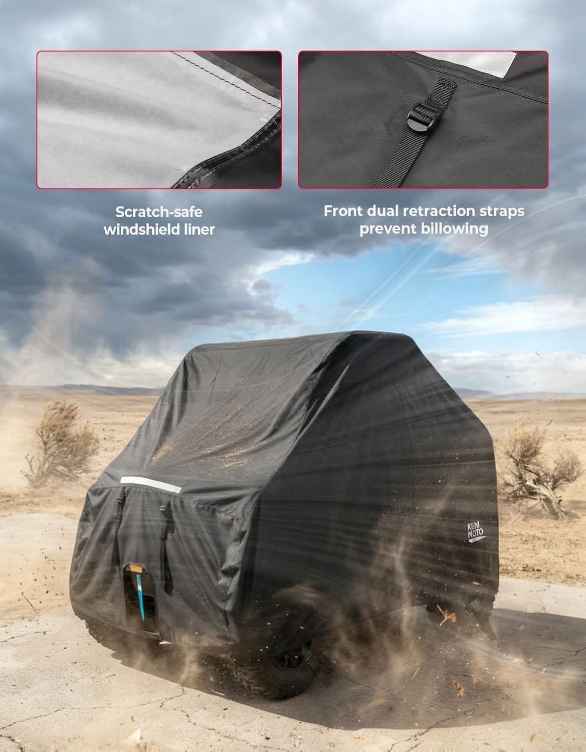UTV 2-Seater Trailerable Cover for Polaris RZR XP 1000 Can-Am Maverick X3 Defender, 140" x 58" x 75"