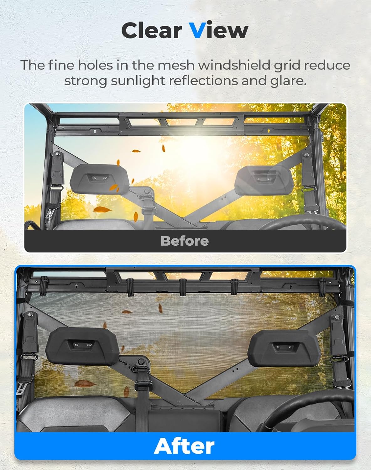 Kemimoto UTV Sunshade Window Net for Polaris Ranger 1000 XP/CREW