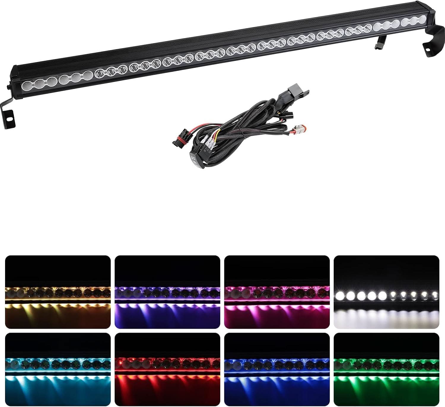 Kemimoto 50" Multi-Color Curved LED Light Bar for Polaris Ranger