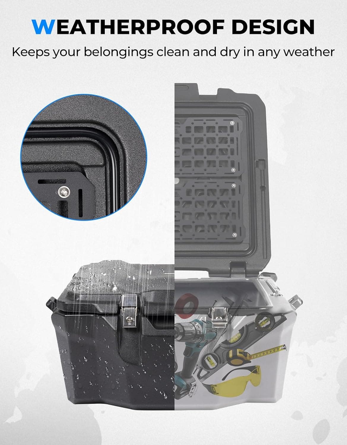 Kemimoto 100L UTV Cargo Box for Polaris RZR XP1000/4