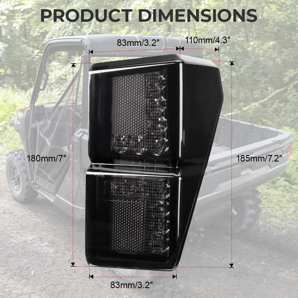 Adjustable Side Mirrors & Tail Light for Polaris Ranger 1000 XP/Crew