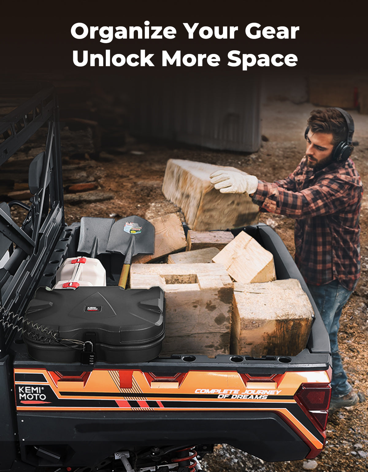 Kemimoto 20L Cargo Storage Box for Polaris Ranger & General