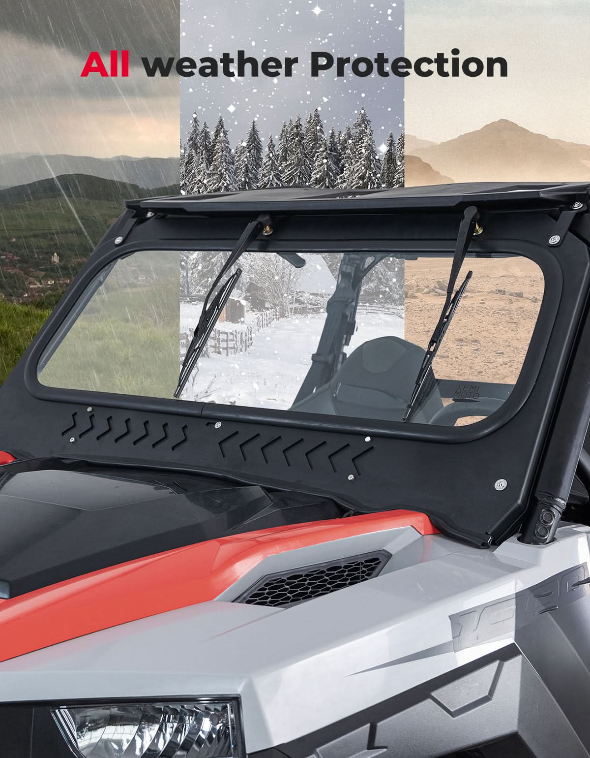 Kemimoto Front Windshield Dual Wipers for Polaris 1000 Series 2016-2026