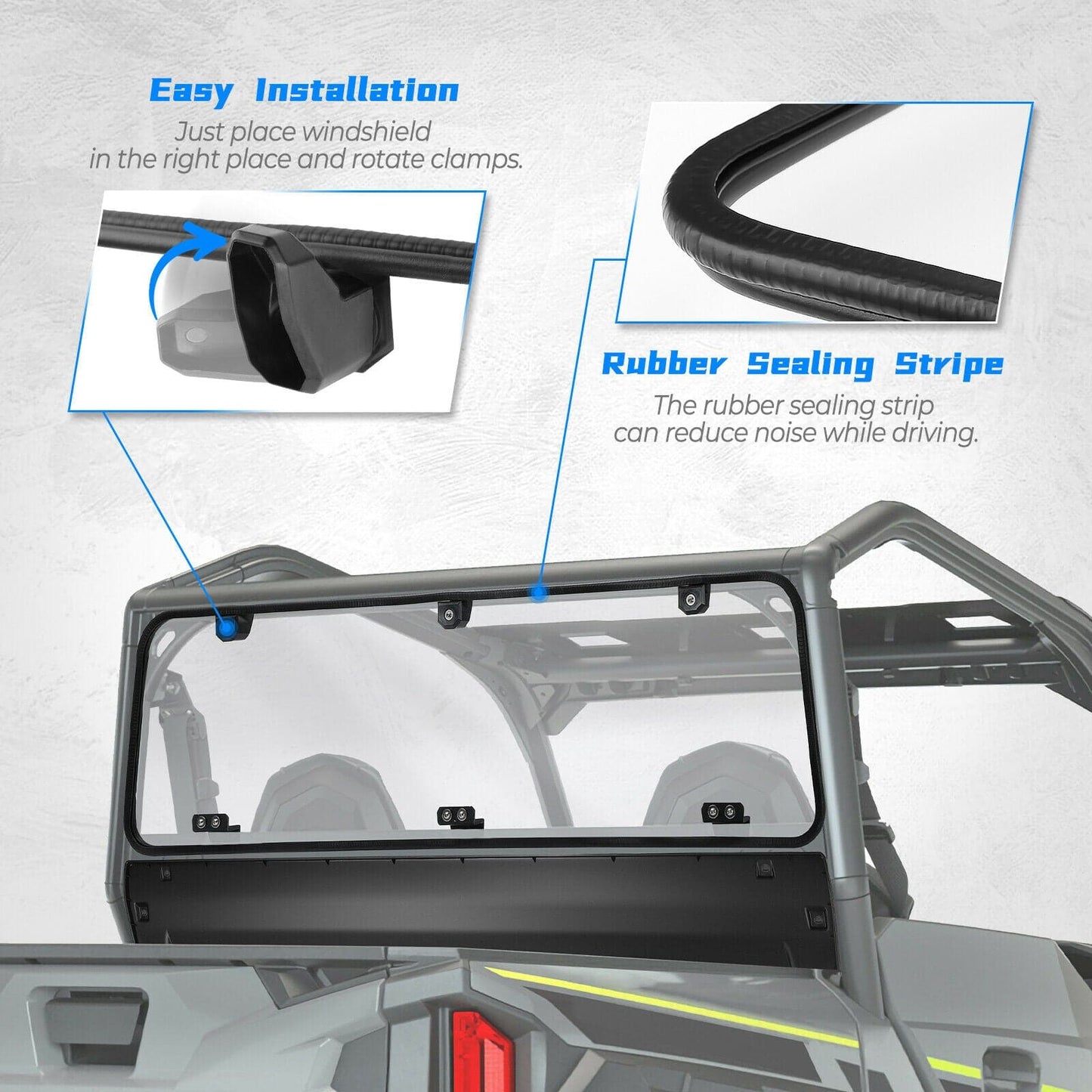 Rear Windshield Clear for Polaris General 1000 / 4 2016-2026