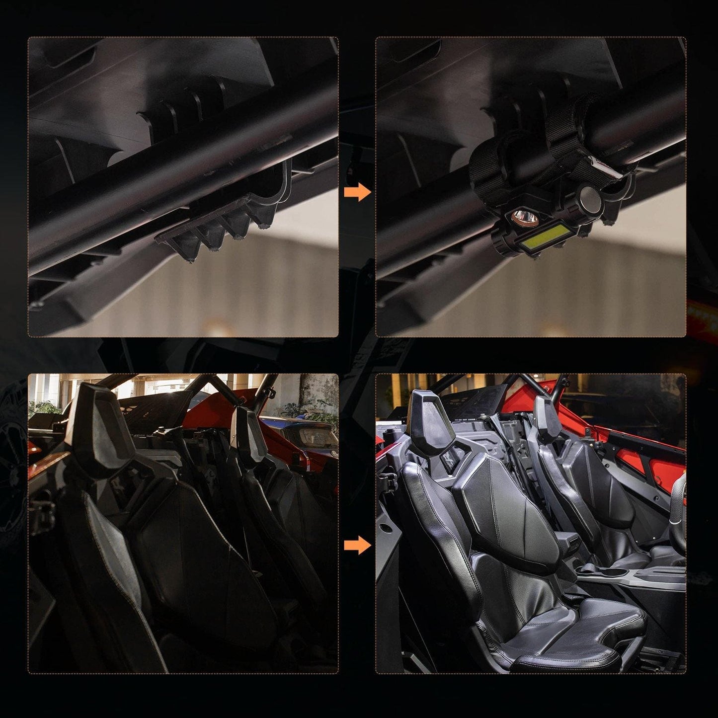 Kemimoto UTV Universal Interior Lights 1.25-2" Roll Bar