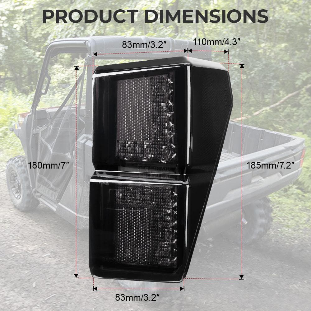 KEMIMOTO Tail Light for Polaris Ranger 1000 XP/Crew Black Waterproof