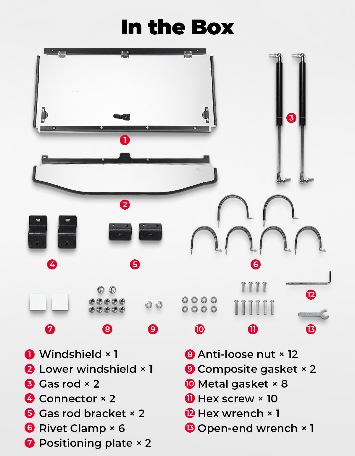Kemimoto Full Split Windshield, All-Weather Adaptable, Polaris XP 1000/4 1000