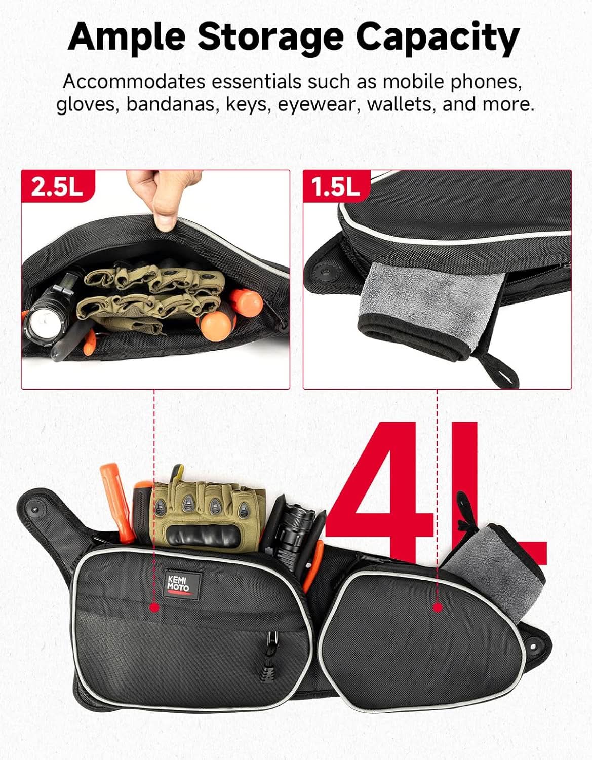 Kemimoto Door Storage Bags with Knee Pads for RZR 900