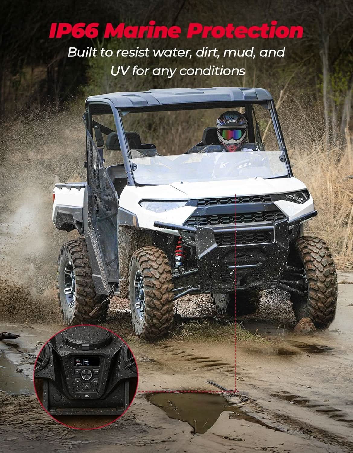 Kemimoto UTV Audio Kit 3-Speaker With 5.25" Woofer